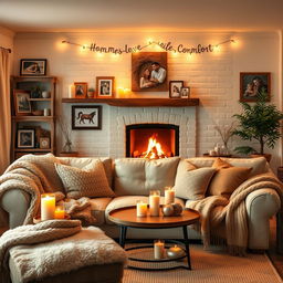 A cozy and heartwarming scene featuring a home that symbolizes love and comfort, with a welcoming living room setting