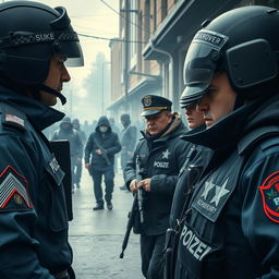 An intense and dramatic depiction of law enforcement officers in Kyrgyzstan, illustrating their complex relationships with family, colleagues, and superiors