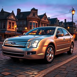 A detailed and realistic representation of a Ford Fusion 2006 SEL model, captured in a picturesque urban setting