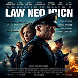 A movie poster showcasing the lives of law enforcement officers, highlighting their relationships with family, colleagues, and superiors, and their daily duties