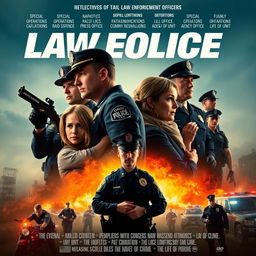 A movie poster showcasing the lives of law enforcement officers, highlighting their relationships with family, colleagues, and superiors, and their daily duties