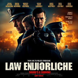 A movie poster showcasing the lives of law enforcement officers, highlighting their relationships with family, colleagues, and superiors, and their daily duties