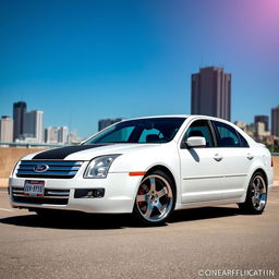 A stylish 2006 Ford Fusion SEL equipped with coilovers, showcasing a sleek design and lowered stance