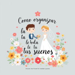 A charming book cover image featuring the title "Como organizar la boda de tus sueños" presented in a whimsical, hand-drawn style