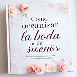 An inspiring book cover design featuring the title "Como organizar la boda de tus sueños" in an elegant and stylish font