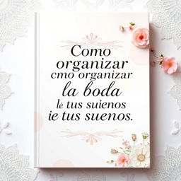 An inspiring book cover design featuring the title "Como organizar la boda de tus sueños" in an elegant and stylish font