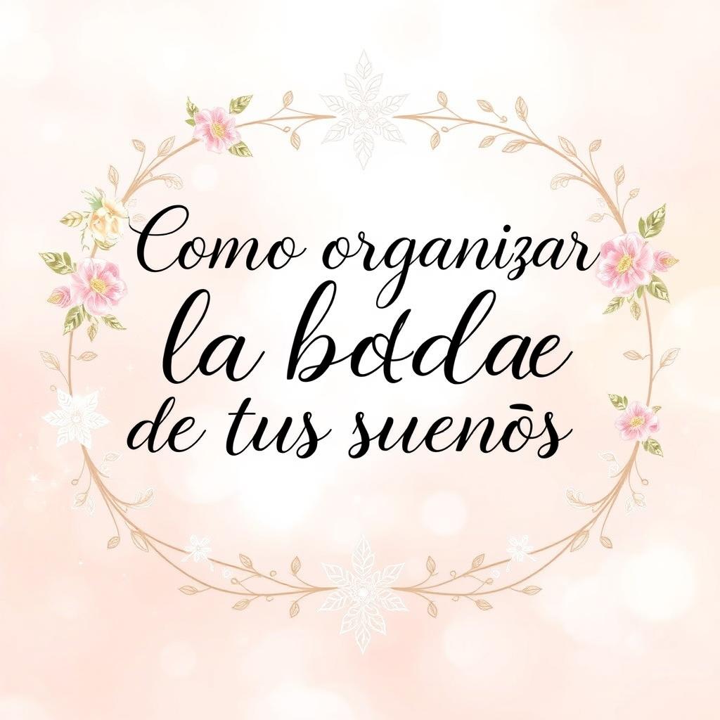 An artistic representation featuring the title "Como organizar la boda de tus sueños" beautifully illustrated in an elegant, flowing script