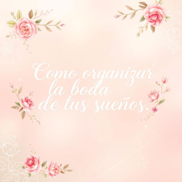 An artistic representation featuring the title "Como organizar la boda de tus sueños" beautifully illustrated in an elegant, flowing script