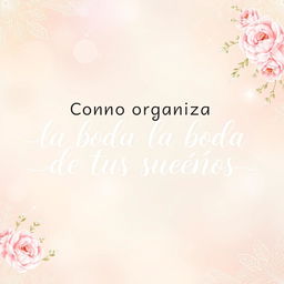 An artistic representation featuring the title "Como organizar la boda de tus sueños" beautifully illustrated in an elegant, flowing script