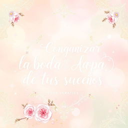 An artistic representation featuring the title "Como organizar la boda de tus sueños" beautifully illustrated in an elegant, flowing script