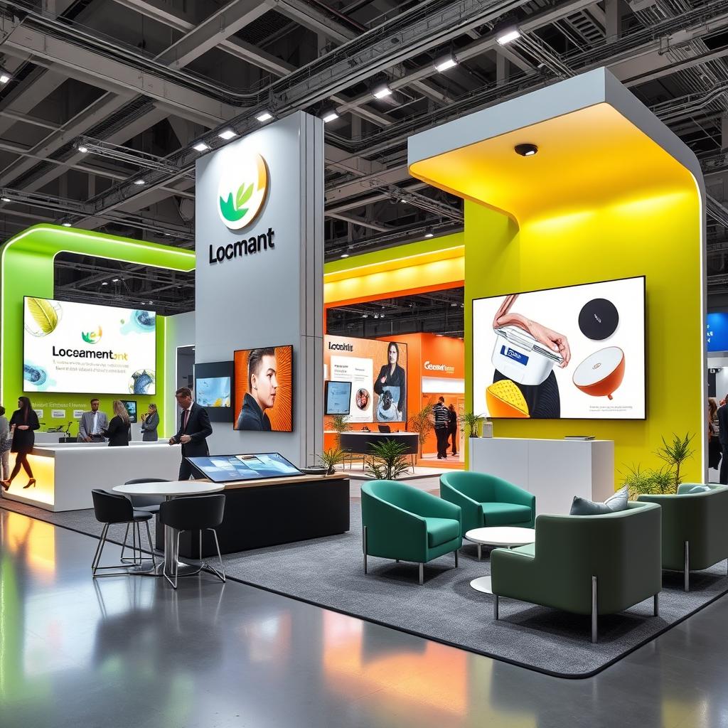 A vibrant and modern design for exhibition stands, featuring sleek lines and innovative materials