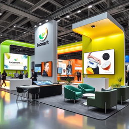 A vibrant and modern design for exhibition stands, featuring sleek lines and innovative materials