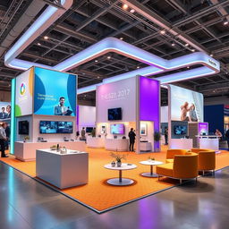 A vibrant and modern design for exhibition stands, featuring sleek lines and innovative materials