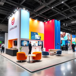 A vibrant and modern design for exhibition stands, featuring sleek lines and innovative materials