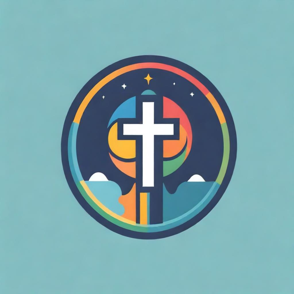 A vibrant logo representing a Youth Catholic Christian Art Fest. Incorporate symbols of Christianity and youthfulness alongside elements of art and culture. Colorful, youthful and inspirational.