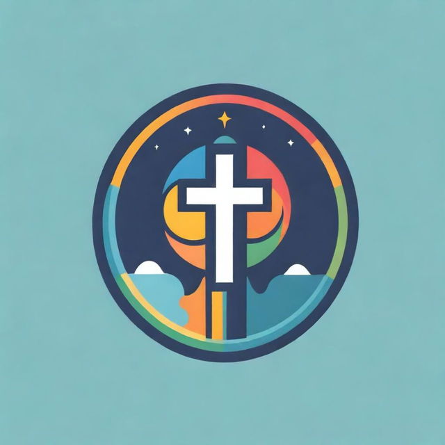 A vibrant logo representing a Youth Catholic Christian Art Fest. Incorporate symbols of Christianity and youthfulness alongside elements of art and culture. Colorful, youthful and inspirational.