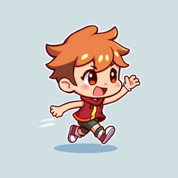 Chibi character sprite for a video game with pixel art style, showcasing dynamic movement, colorful design, and expressive features to capture playful and energetic vibes