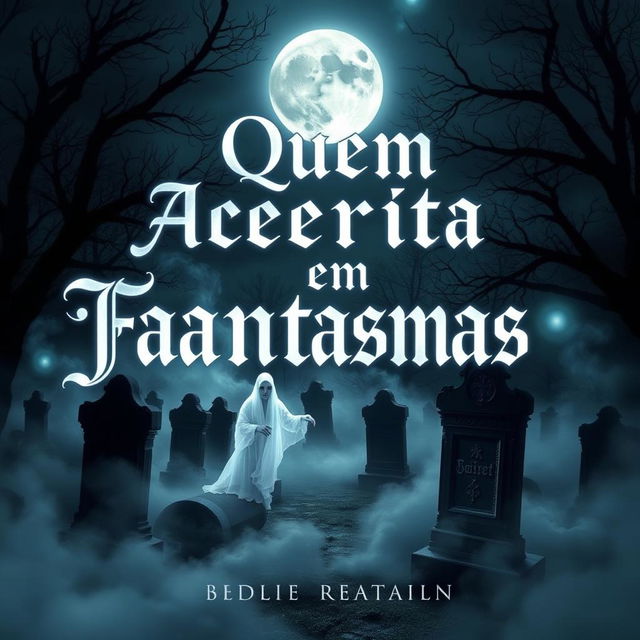 A hauntingly beautiful book cover featuring the title 'Quem Acredita em Fantasmas'