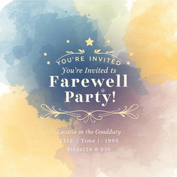 A beautifully designed invitation card for a farewell party, featuring elegant typography and a warm color palette