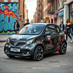 A Renault Twingo customized for the Kooples brand, showcasing a fun and stylish design