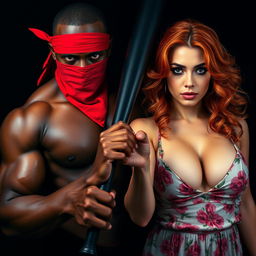 A captivating scene focused on the close-up torsos of two characters