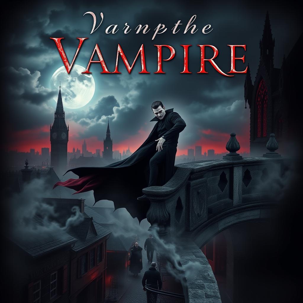 An eerie, atmospheric book cover for a vampire novel