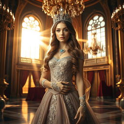 A captivating portrait of a princess in a lavish, magical palace setting