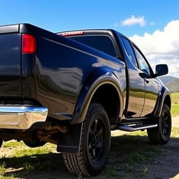 A black 2007 Mitsubishi L200 pickup truck, showcasing its full body from a slightly angled perspective, highlighting its sleek design and reflective surfaces