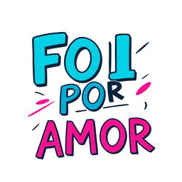 A modern t-shirt design featuring the phrase "FOI POR AMOR" prominently displayed in a stylish and contemporary font