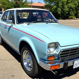 A vintage 1997 Toyota Corona CJ40, featuring a classic Celeste blue color with a contrasting white roof