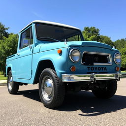 A classic 1967 Toyota Corona CJ40 in a beautiful celeste blue color with a contrasting white roof