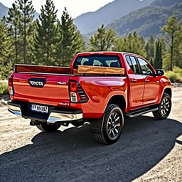 A vibrant red Toyota Hilux 2