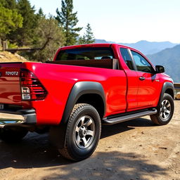 A vibrant red Toyota Hilux 2