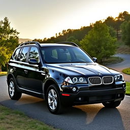 A black 2006 BMW X3 E83 parked in a scenic outdoor setting, showcasing its rugged yet elegant SUV design