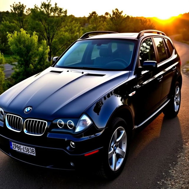 A black 2006 BMW X3 E83 parked in a scenic outdoor setting, showcasing its rugged yet elegant SUV design