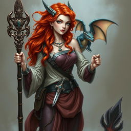 A powerful female draconic sorcerer and mermaid in human form, showcasing vibrant red hair cascading down her shoulders and striking silver eyes that shimmer with magic