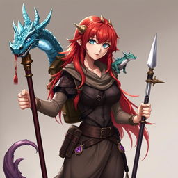 A female draconic sorcerer in anime style, representing a character from Dungeons & Dragons