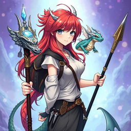 An anime-style illustration of a female draconic sorcerer from Dungeons & Dragons, depicted in her human form as a mermaid