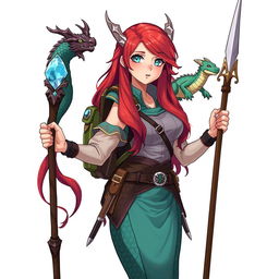 Anime style illustration of a female draconic sorcerer from Dungeons & Dragons, depicted in her human form as a mermaid