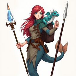 Anime style illustration of a female draconic sorcerer from Dungeons & Dragons, depicted in her human form as a mermaid