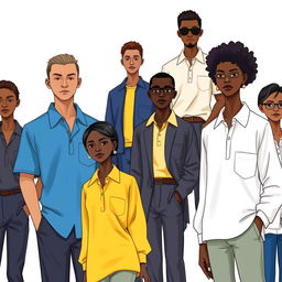 A fashion illustration showcasing a collection of stylish 'baju polos' (plain shirts) in various colors and designs