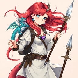 Anime style illustration of a female draconic sorcerer from Dungeons & Dragons, depicted in her human form as a mermaid