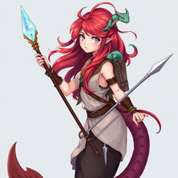 Anime style illustration of a female draconic sorcerer from Dungeons & Dragons, depicted in her human form as a mermaid