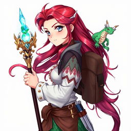 An anime style illustration of a female draconic sorcerer from Dungeons & Dragons, depicted in her mermaid form but transformed into a human