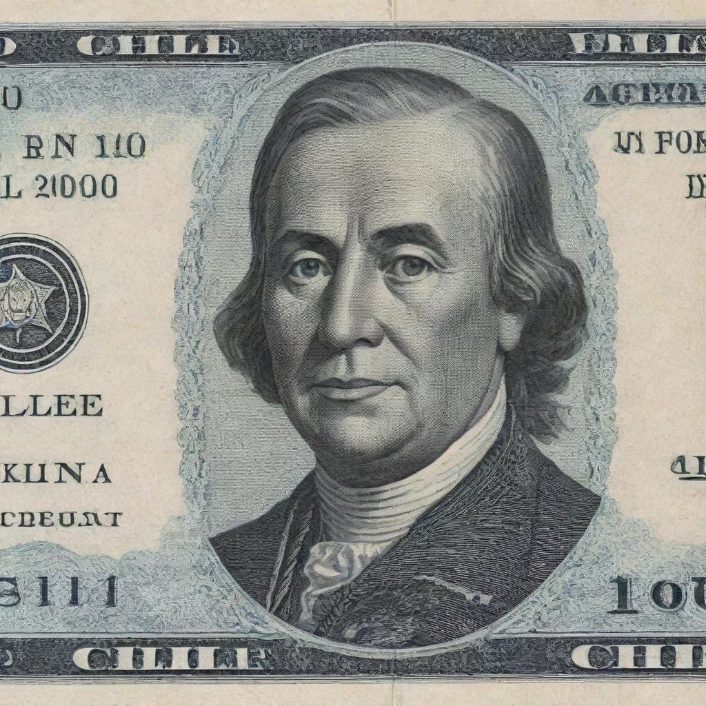 A crisp, new 100 dollar bill from Chile, featuring detailed inscriptions and realistic textures.