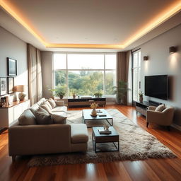 A spacious TV room measuring 12x20 feet, featuring one open wall that invites natural light in