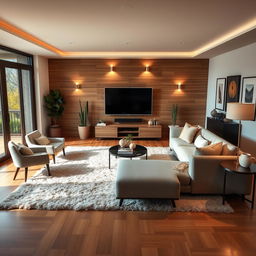 A spacious TV room measuring 12x20 feet, featuring one open wall that invites natural light in