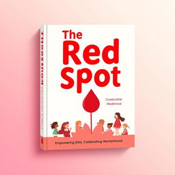 A vibrant and modern book cover design for "The Red Spot" featuring a bold title in warm red, symbolizing menstruation