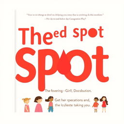 A vibrant and modern book cover design for "The Red Spot" featuring a bold title in warm red, symbolizing menstruation