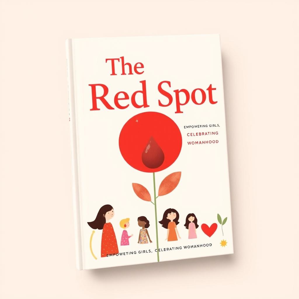 A vibrant and modern book cover design for "The Red Spot" featuring a bold title in warm red, symbolizing menstruation